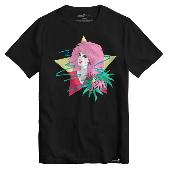 Jem And The Holograms - Jem Portrait Star - Vintage Black T-Shirt