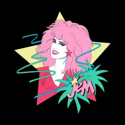 Jem And The Holograms - Jem Portrait Star - Vintage Black T-Shirt