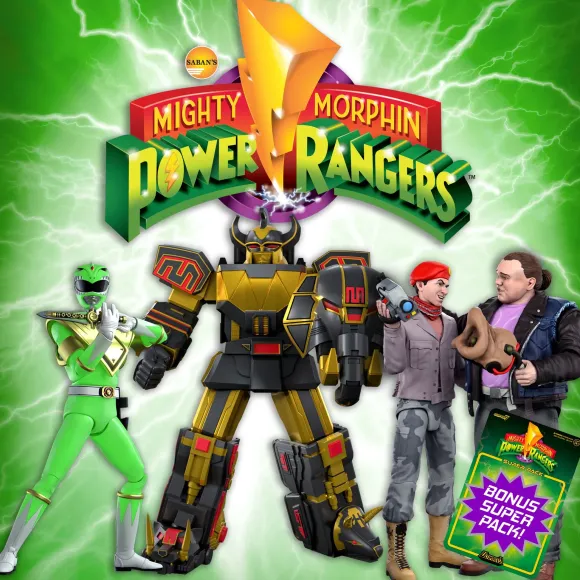 Mighty Morphin Power Rangers Ultimates! Wave 5 - Megazord (Black & Gold), Bulk, Skull & Green Ranger (Glow)