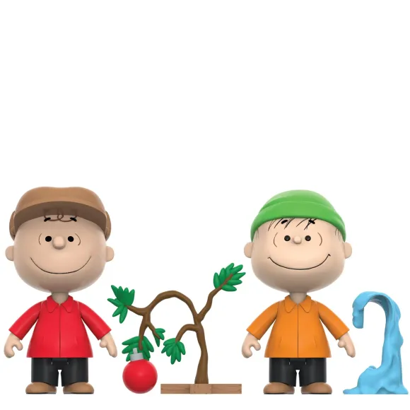 Peanuts Reaction Figures Wave 06 (Holiday Box Set) - Charlie Brown With Sad Christmas Tree And Linus