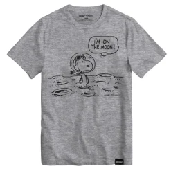 Peanuts Snoopy On The Moon - Athletic Heather T-Shirt