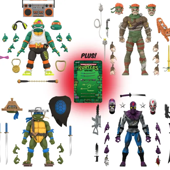 Teenage Mutant Ninja Turtles Ultimates! Wave 11 - Rat King, Rapper Mike, Ninja Nomad Leonardo & Foot Soldier (Battle Damaged)