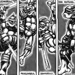 Teenage Mutant Ninja Turtles Reaction Figure Wave 9 - Donatello, Leonardo, Michelangelo & Raphael (Comic Greyscale)