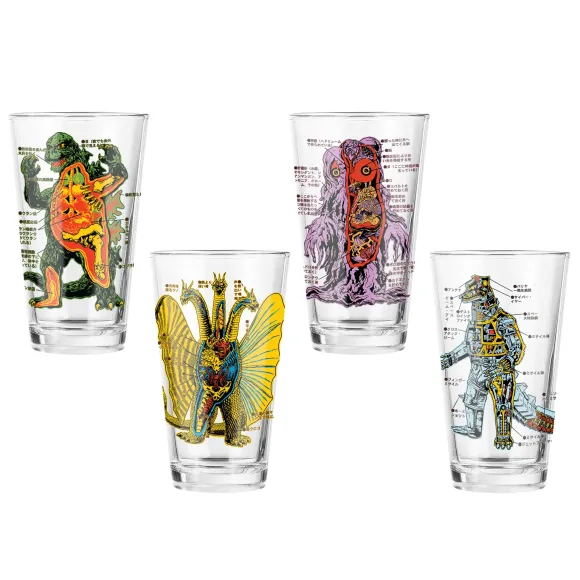 Toho Drinkware - Anatomical Kaiju (Set Of 4)