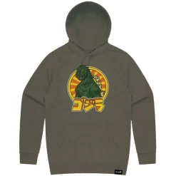 Toho Godzilla Retro Army Green Pullover Hoodie