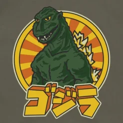 Toho Godzilla Retro Army Green Pullover Hoodie