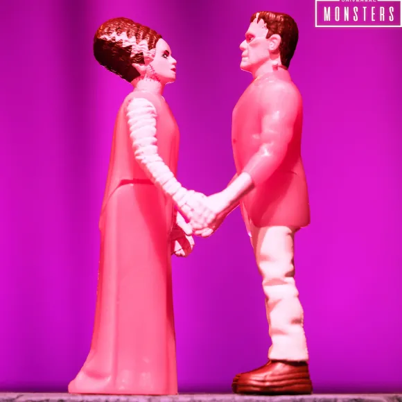 Universal Monsters Reaction Figures - Frankenstein And Bride Of Frankenstein 2-Pack (Valentine'S Day Heart Box)